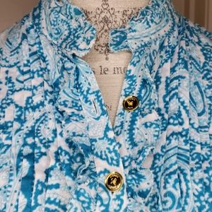 MICHAEL Michael Kors Pintuck Ruffled Blouse Size Large